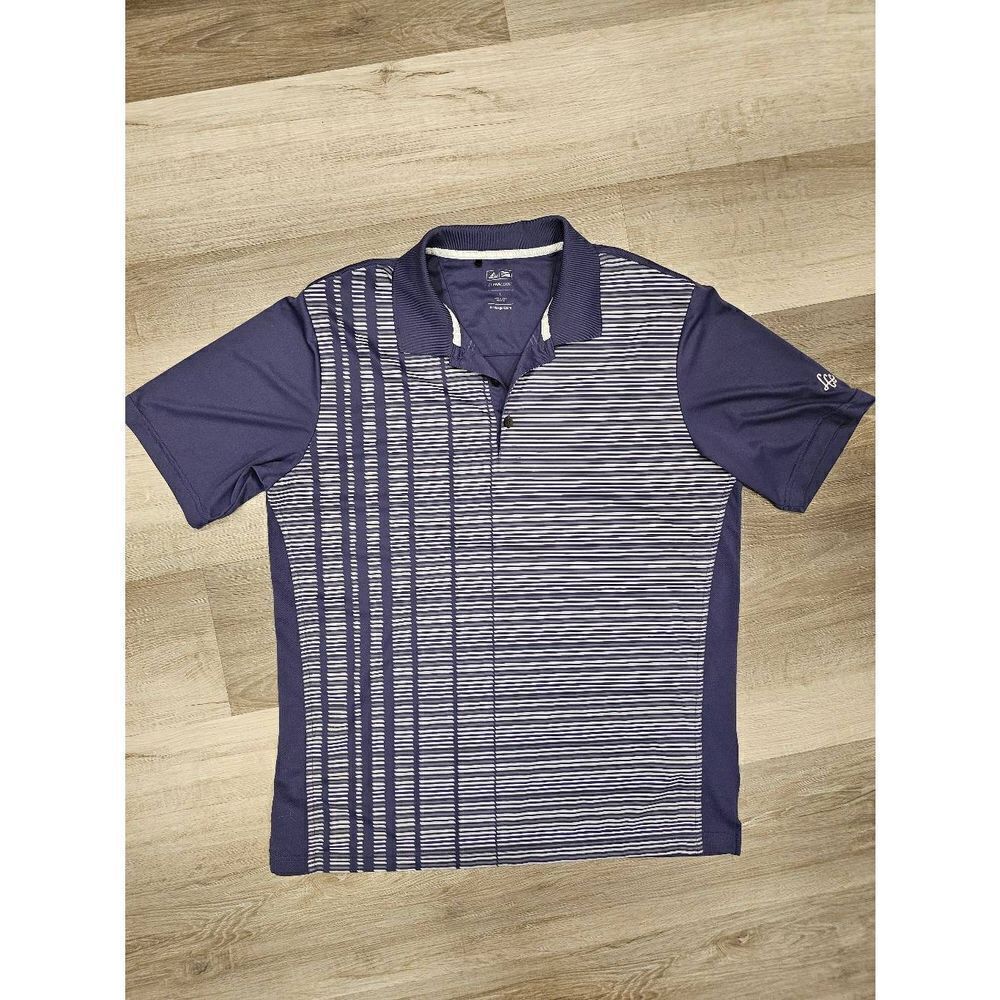 Adidas Golf Tee Shirt size Large Blue striped Sports Men's